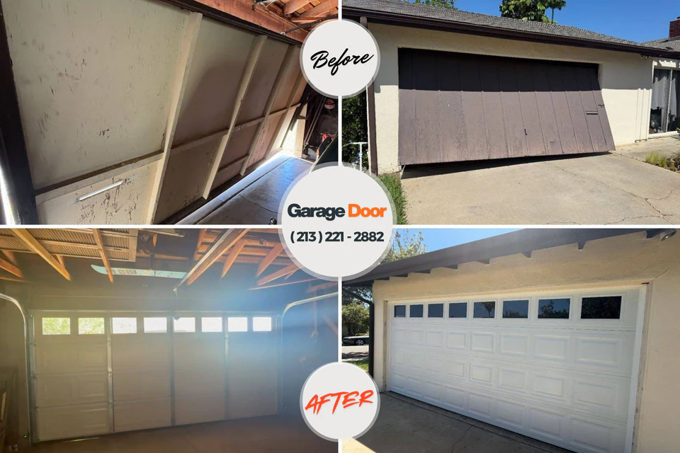 Before and after: garage door repair Garden City, MI